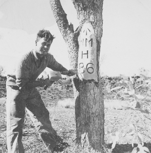    Eric Crisp marking a Coolabah tree.      